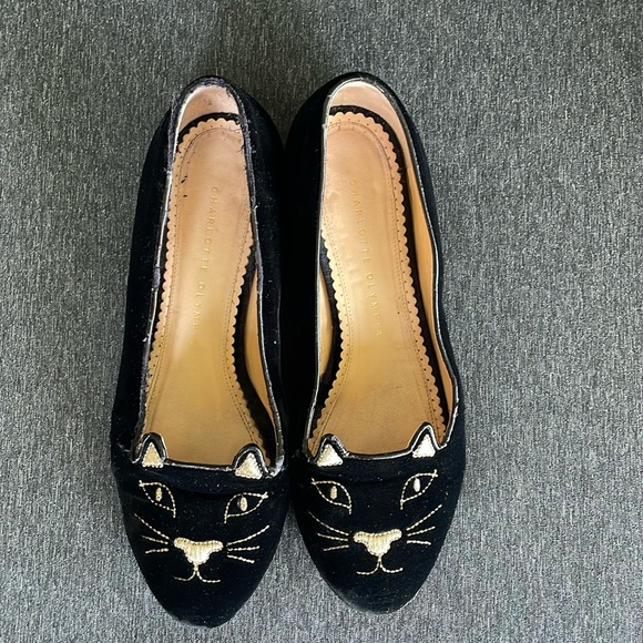 Charlotte Olympia kitty flats black velour EU 38,5 fits US 8 - Picture 4 of 6